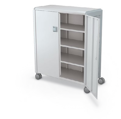 MooreCo Maxi H3 — Peg / With Doors / Shelves. Verified matching front configuration; back panel is not visible. Finish representative.