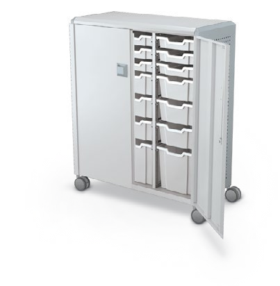 MooreCo Maxi H3 — Peg / With Doors / (9) 3" Totes + (9) 6" Totes + (3) 12" Totes. Verified matching front configuration; back panel is not visible. Finish representative.