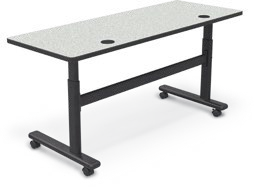 Height Adjustable Flipper Conference & Training Tables — Height Adjustable Sit/Stand Flipper Table 6024. Rectangle table verified; width, finish and height representative.