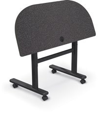 Height Adjustable Flipper Conference & Training Tables — Height Adjustable Sit/Stand Flipper Table Half Round. Half-round table verified, shown with top folded; finish representative.