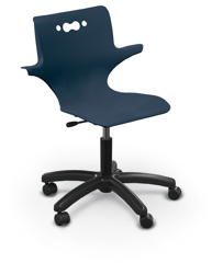 Hierarchy Student Chair – 5-Star Base — With Arms / Hard Casters. Chair with arms and five-star caster base verified; color and caster material representative.