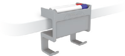 Porcelain Steel Lap Board — Desktop Clamp Mount. Exact accessory model verified from manufacturer labeled photo. Board, markers and desk shown for context are not included.