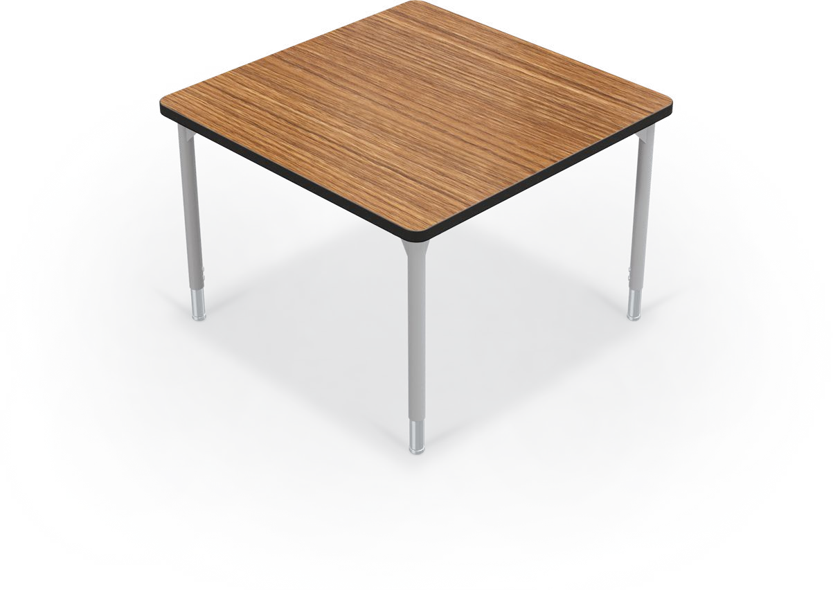 Hierarchy Activity Tables — 36" - Square / Platinum (22" - 32"H). Shape verified; finish, height setting and dimensions representative. Props not included.