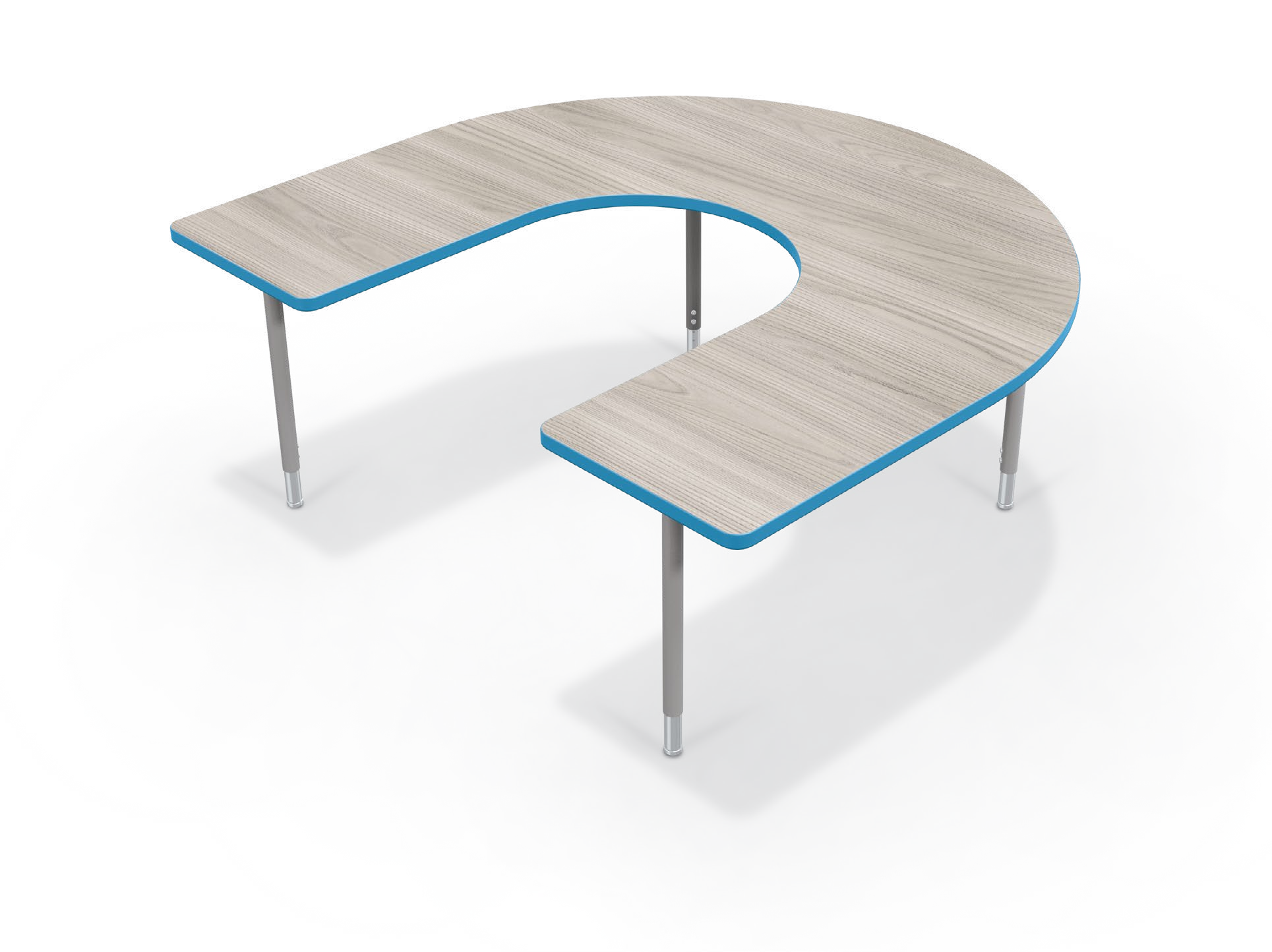 Hierarchy Activity Tables — 66x60 - Horseshoe / Platinum (22" - 32"H). Shape verified; finish, height setting and dimensions representative. Props not included.