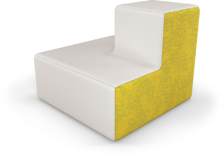 Elevate Steps — Elevate Steps 2-Tier Outside Corner. Configuration verified; upholstery/finish representative.