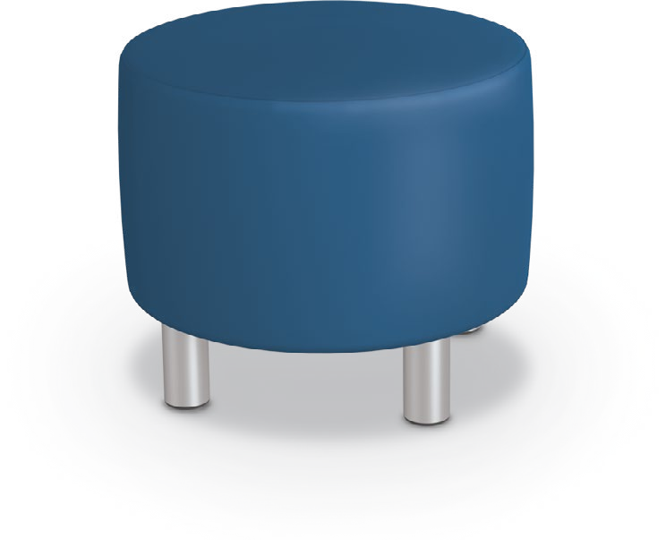 Soft Seating Stool — Round / 15H. Configuration verified; upholstery/finish representative.
