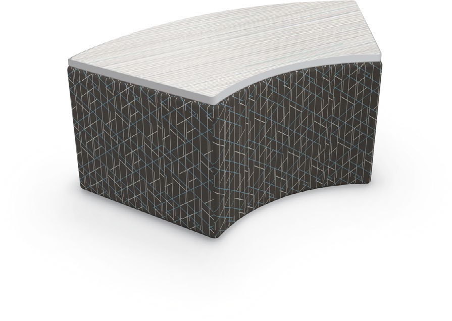 Variable Height Ottomans – Rectangular & 60° Curved — Variable Height Ottoman – 60º Curve – High – Table Top. Configuration verified; upholstery/finish representative.