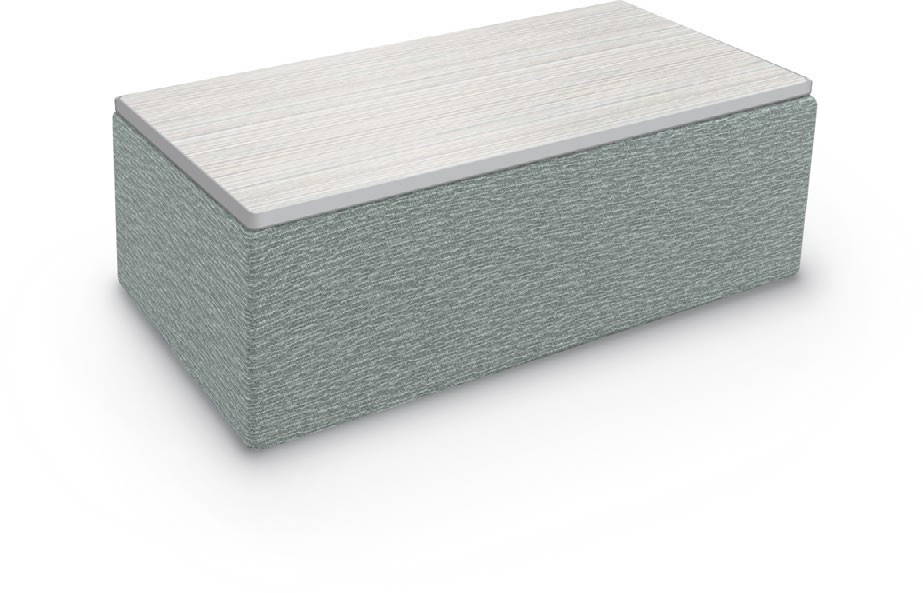 Variable Height Ottomans – Rectangular & 60° Curved — Variable Height Ottoman – Rectangle – Medium – Table Top. Configuration verified; upholstery/finish representative.