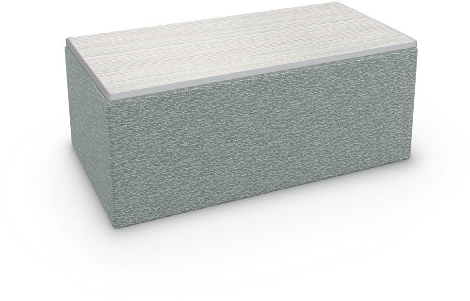Variable Height Ottomans – Rectangular & 60° Curved — Variable Height Ottoman – Rectangle – High – Table Top. Configuration verified; upholstery/finish representative.