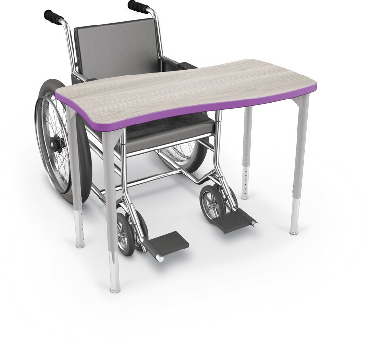 Hierarchy Creator Desks — Rectangle (ADA) / Platinum - (22"-32"H). Shape verified; finish, height setting and dimensions representative. Props not included.
