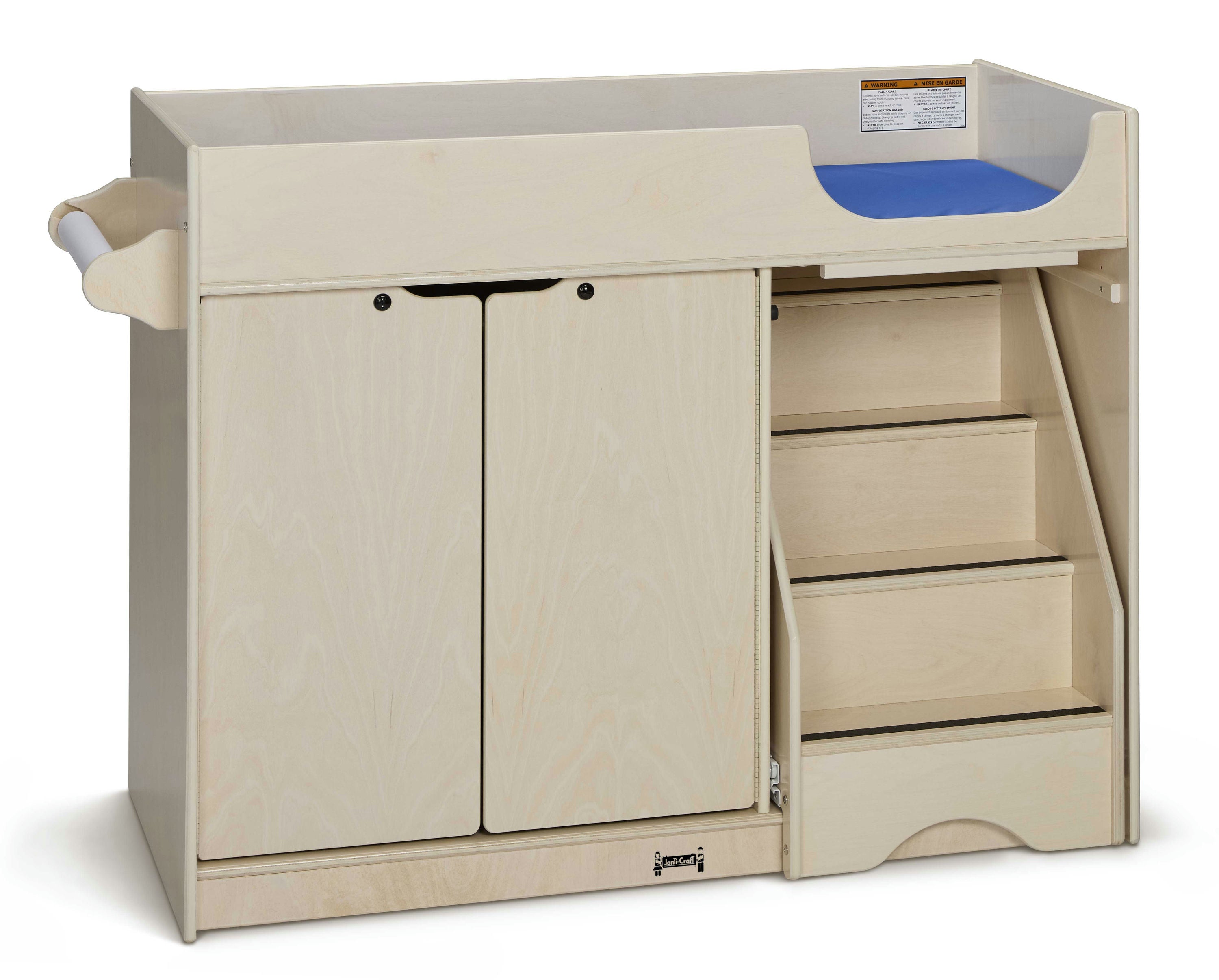Jonti-Craft® White Wooden Diaper Changing Table With Right Stairs