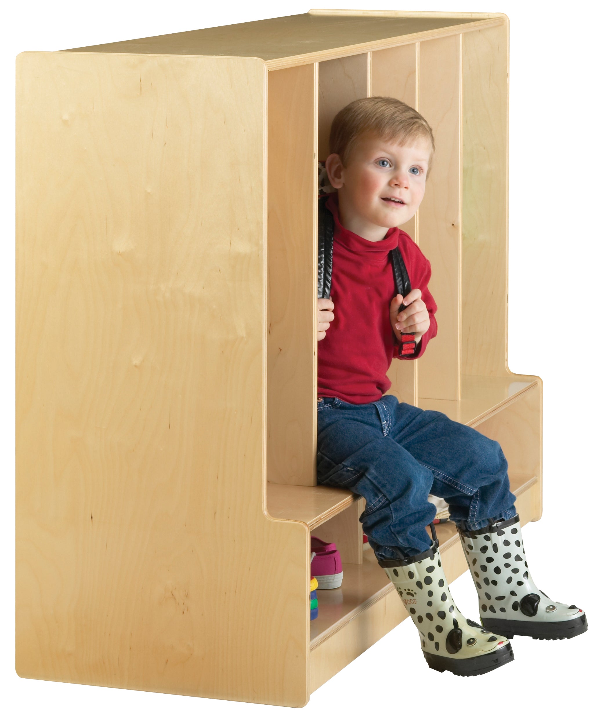 Jonti-Craft® Toddler 5 Section Coat Locker with Step