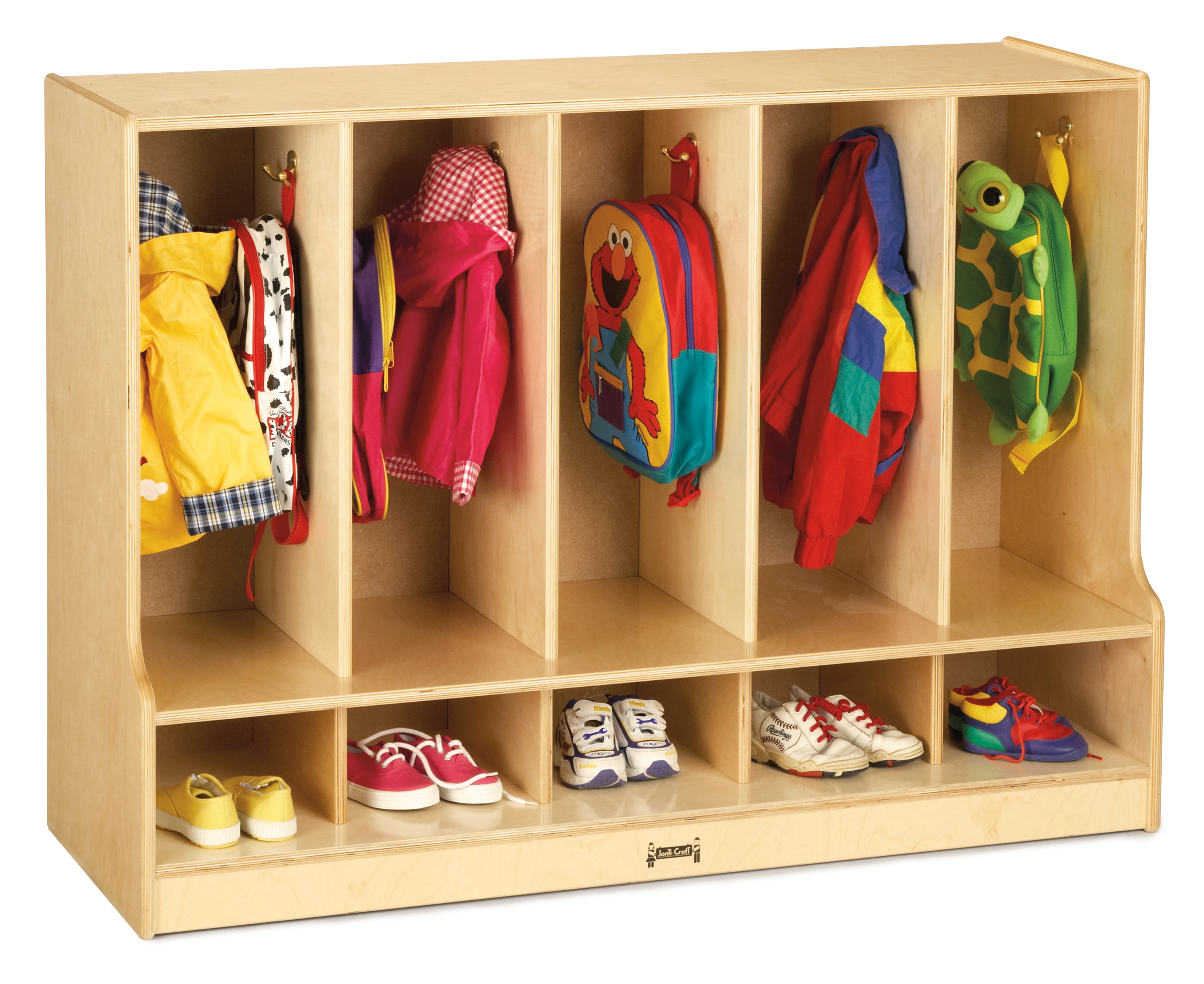 Jonti-Craft® Toddler 5 Section Coat Locker with Step